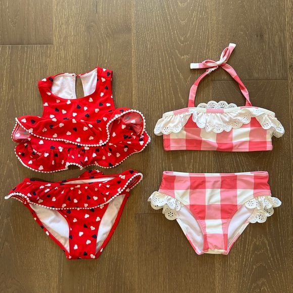 Janie and Jack Red and Pink Girl Swim Bikinis 5T - Picture 1 of 2